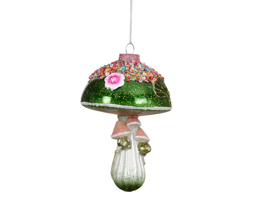 Zawieszka szklana zielony grzybek (bombka)