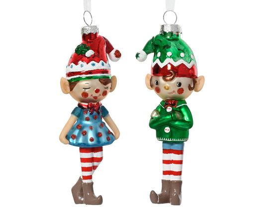 Zawieszka szklany elf stojący – chłopiec lub dziewczynka