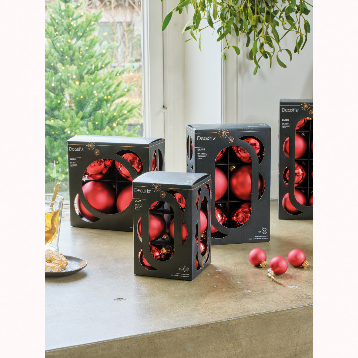 Szklane bombki 10 cm – czerwone, mat i połysk (4 szt.)