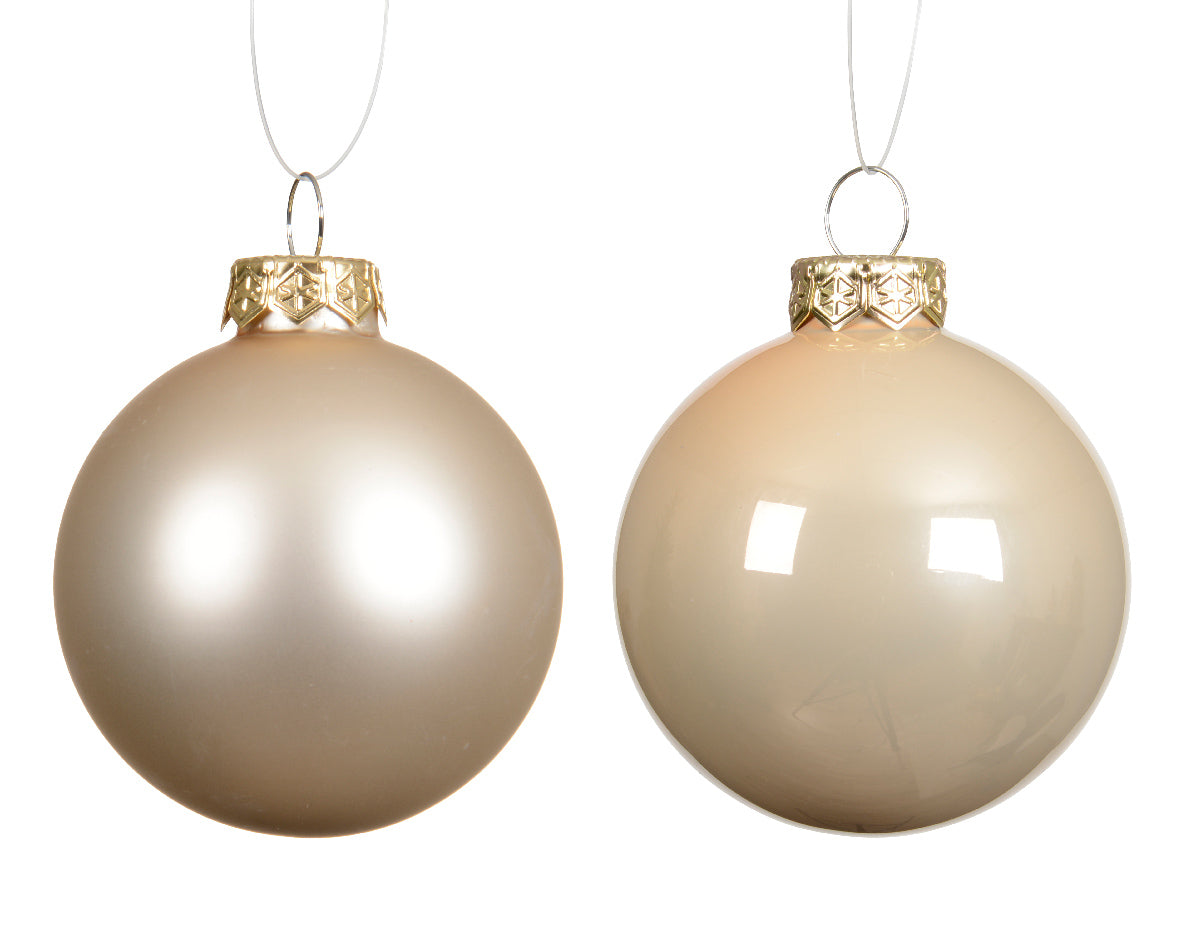 Szklane bombki 10 cm – kremowe, mat i połysk (4 szt.)