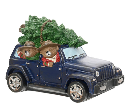 Samochód z misiami – 13 cm niebieski