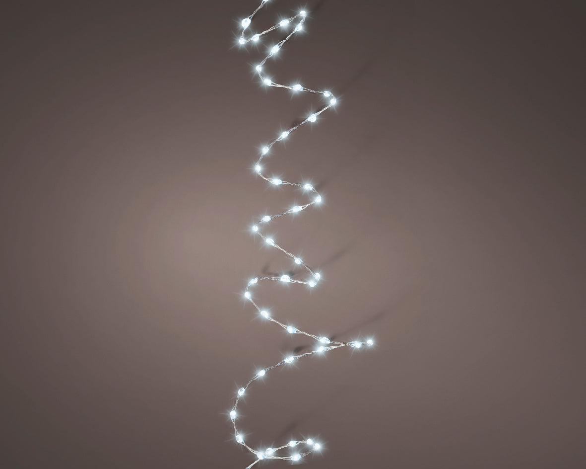 Lampki micro LED na baterie – 100L na druciku zimny biały