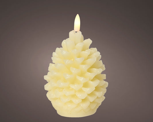 Świeca LED „Szyszka” kremowa 13,1 cm  światło stałe