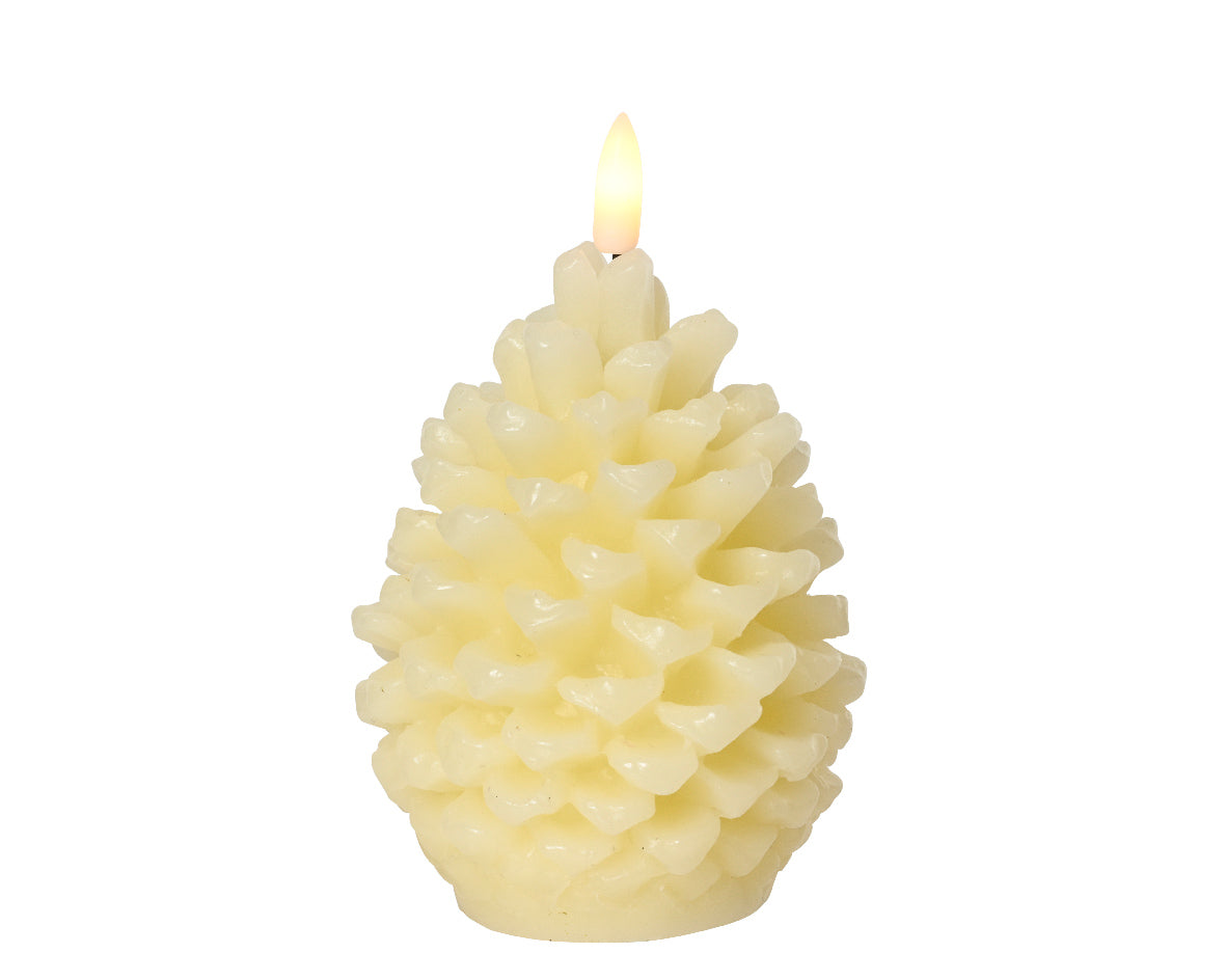 Świeca LED „Szyszka” kremowa 13,1 cm światło stałe