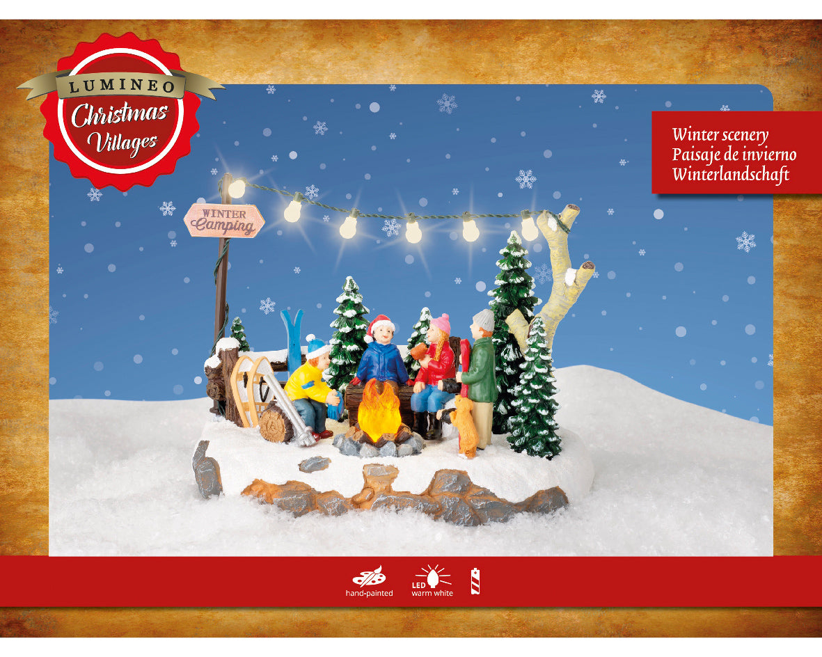 Pozytywka LED zimowe ognisko na baterie