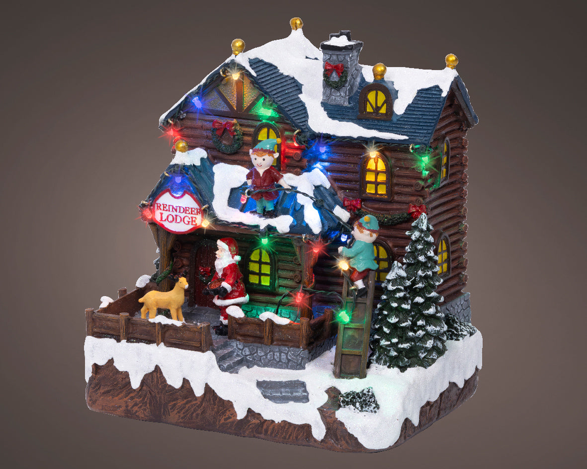 Pozytywka LED Domek Reniferów na baterie XXL