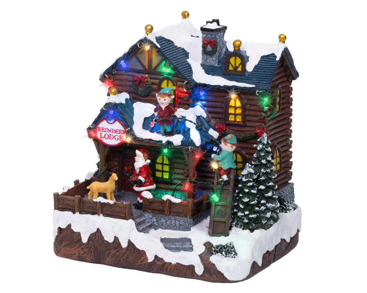 Pozytywka LED Domek Reniferów na baterie XXL