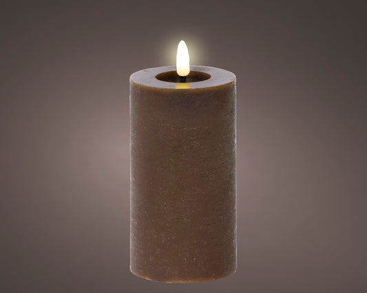 Świeca LED ciemnobrązowa 15 cm efekt knota światło stałe