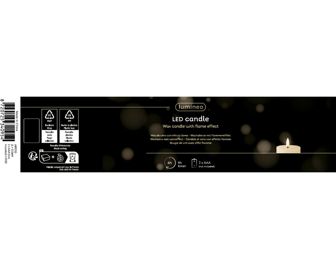 Świeca LED ciemnobrązowa 19 cm efekt knota światło stałe