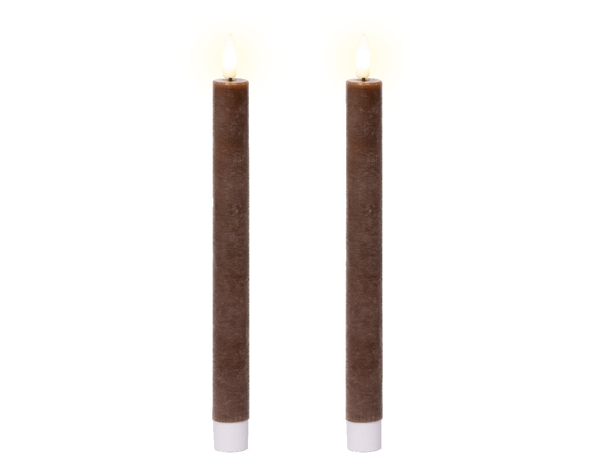Świeca LED stołowa 2 szt. ciemnobrązowa 24.5 cm stały płomień