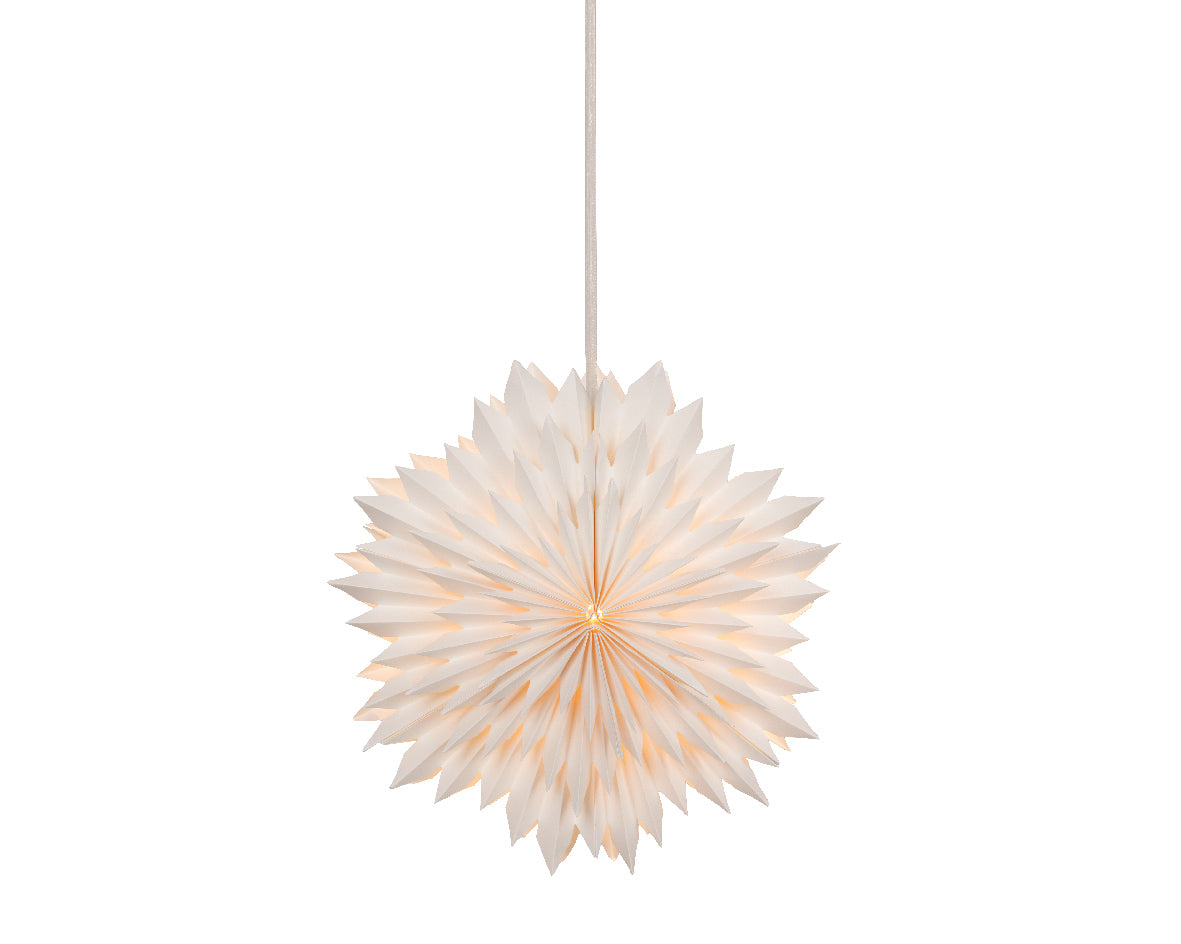 Papierowa gwiazda 3D na baterie LED 38 cm biała