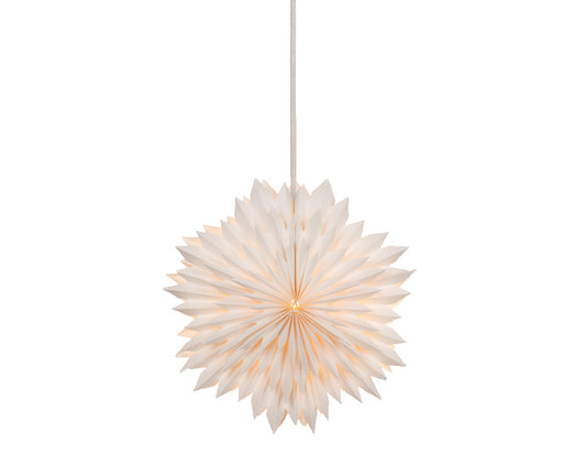 Papierowa gwiazda 3D na baterie LED 38 cm biała