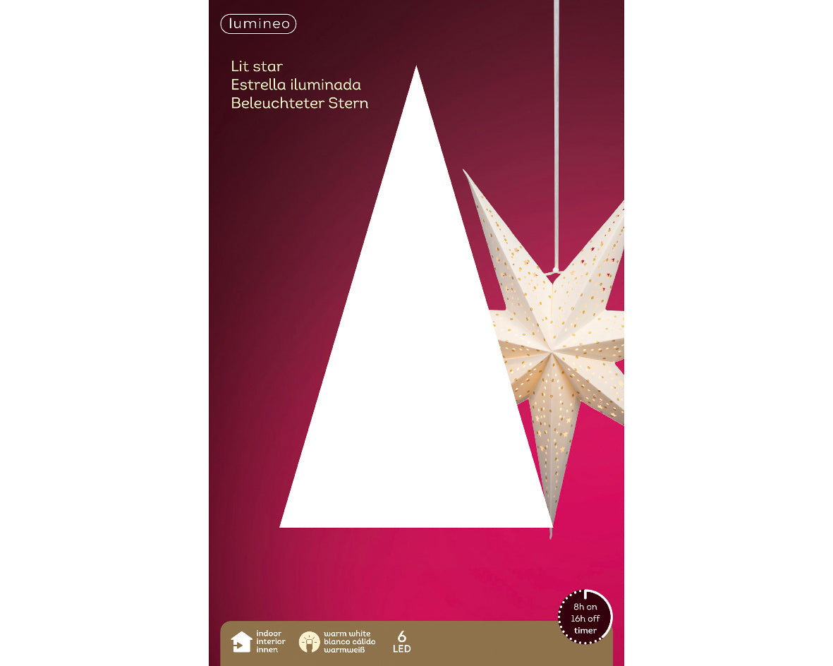 Papierowa Gwiazda LED 58 cm biała