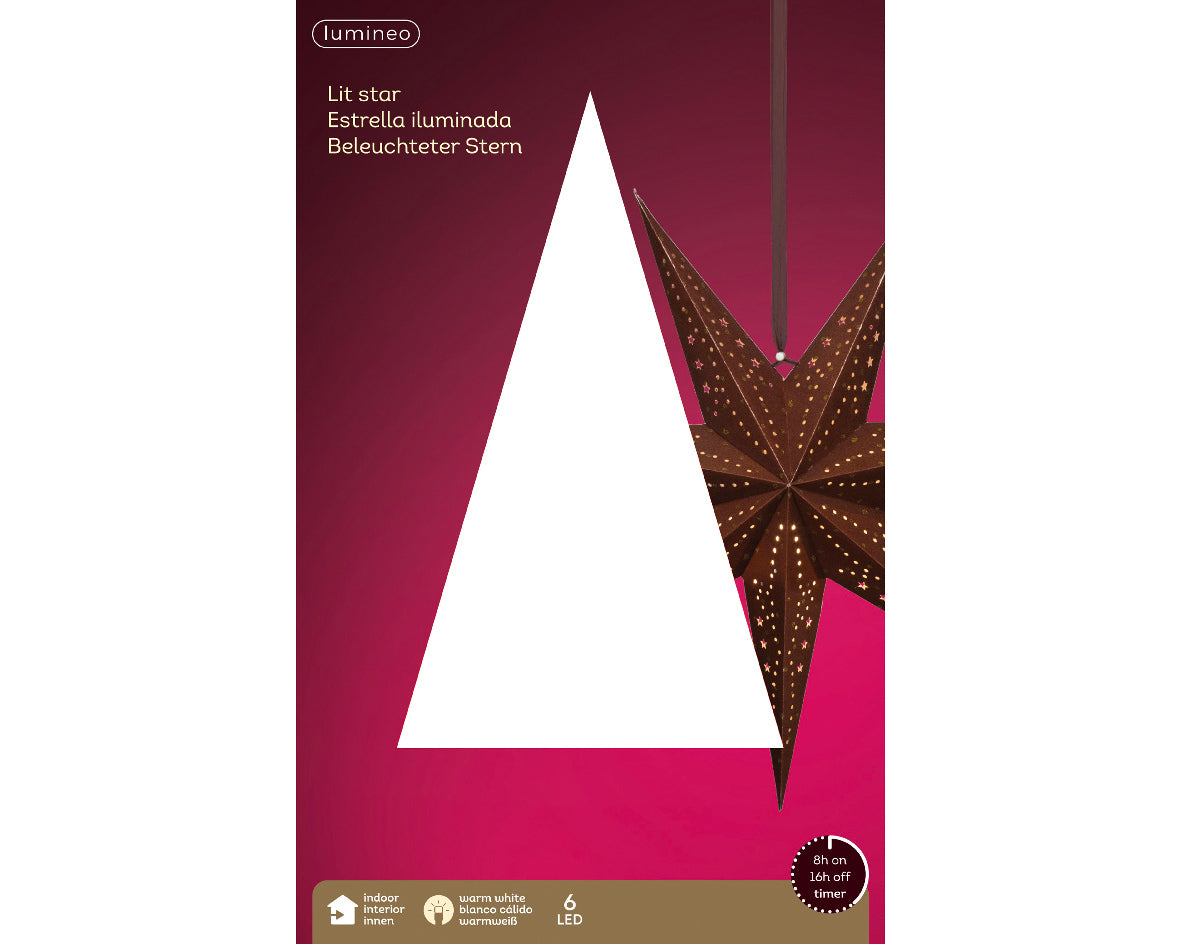 Papierowa Gwiazda LED 58 cm brązowa