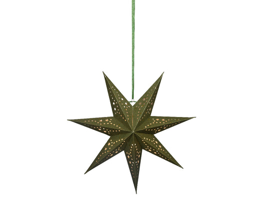 Papierowa gwiazda na baterie LED 38 cm zielona