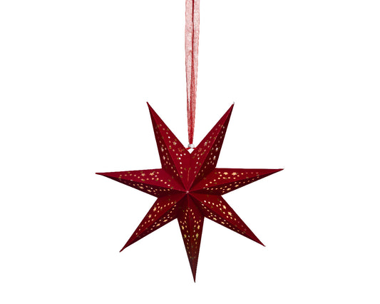 Papierowa gwiazda na baterie LED 38 cm czerwona