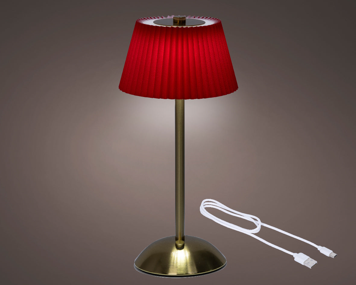 Lampa stołowa LED ładowalna czerwono-złota 30,5 cm