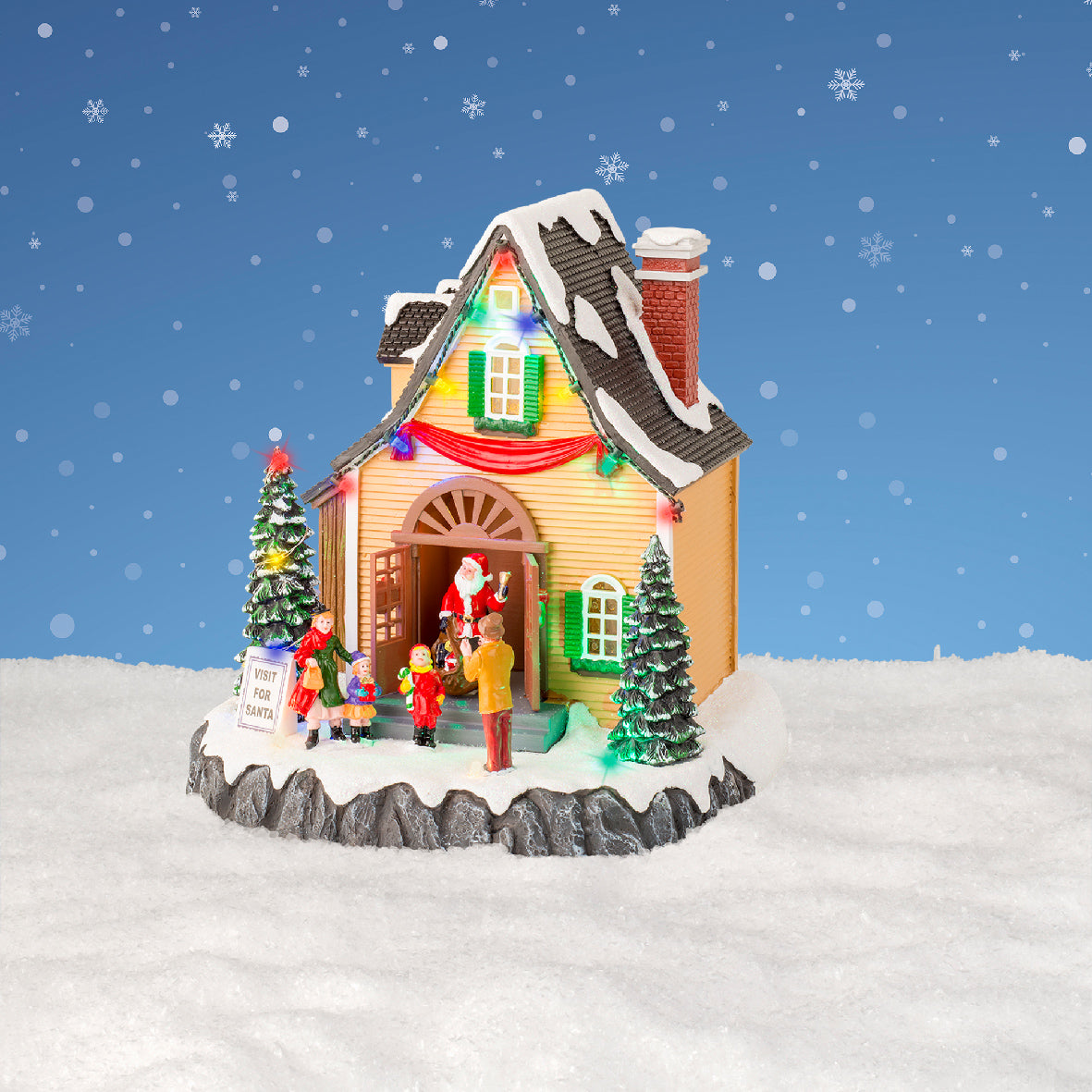 Pozytywka LED Domek Mikołaja na baterie