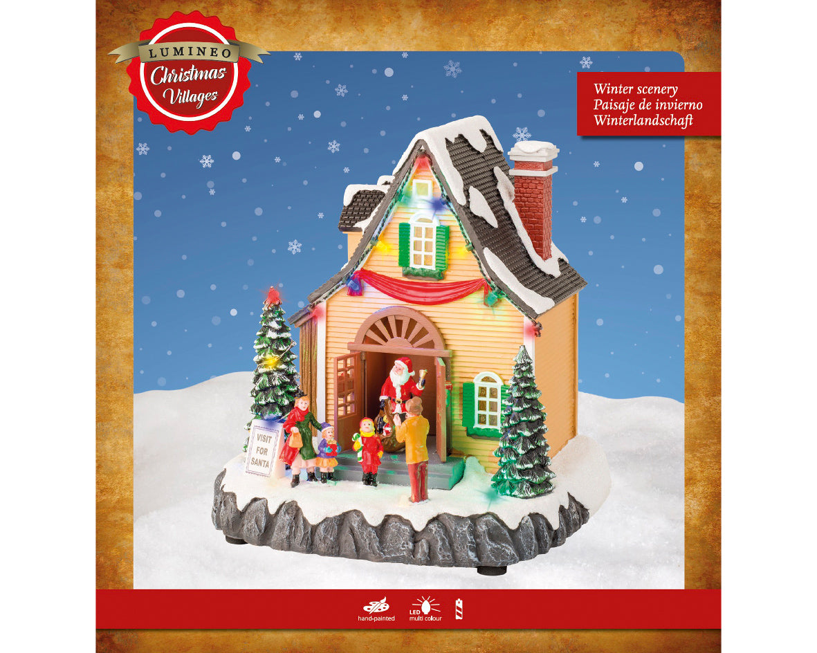 Pozytywka LED Domek Mikołaja na baterie