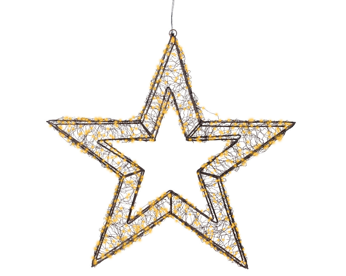 Gwiazda LED klasyczny ciepły – 58 cm na zewnątrz (stojąca lub wisząca)