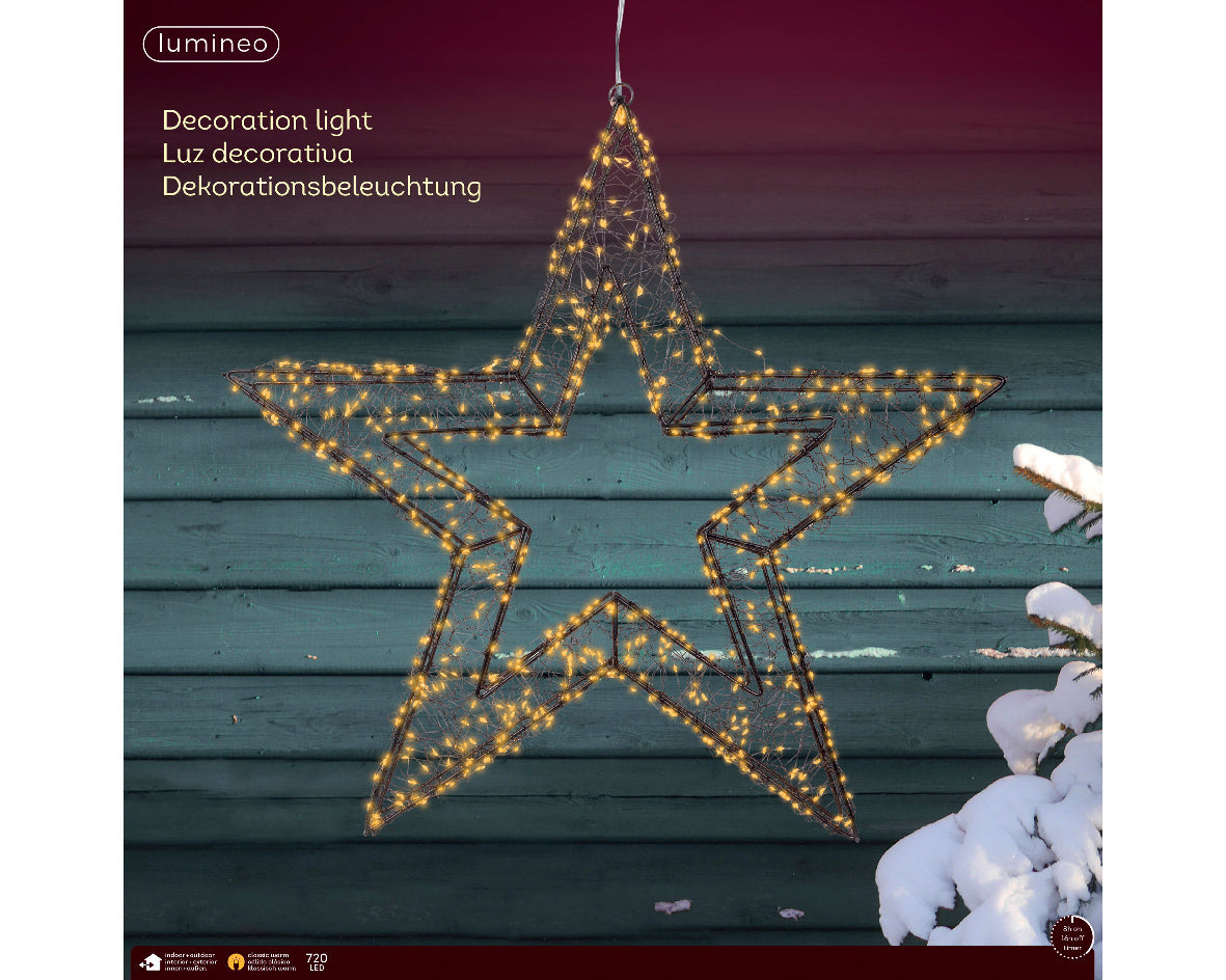 Gwiazda LED klasyczny ciepły – 58 cm na zewnątrz (stojąca lub wisząca)