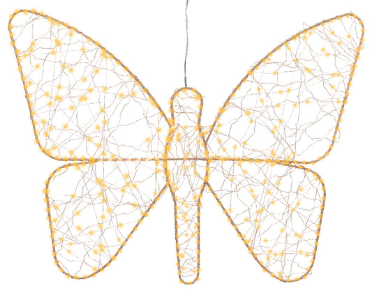Motyl LED klasyczny ciepły – 58 cm złoty na zewnątrz