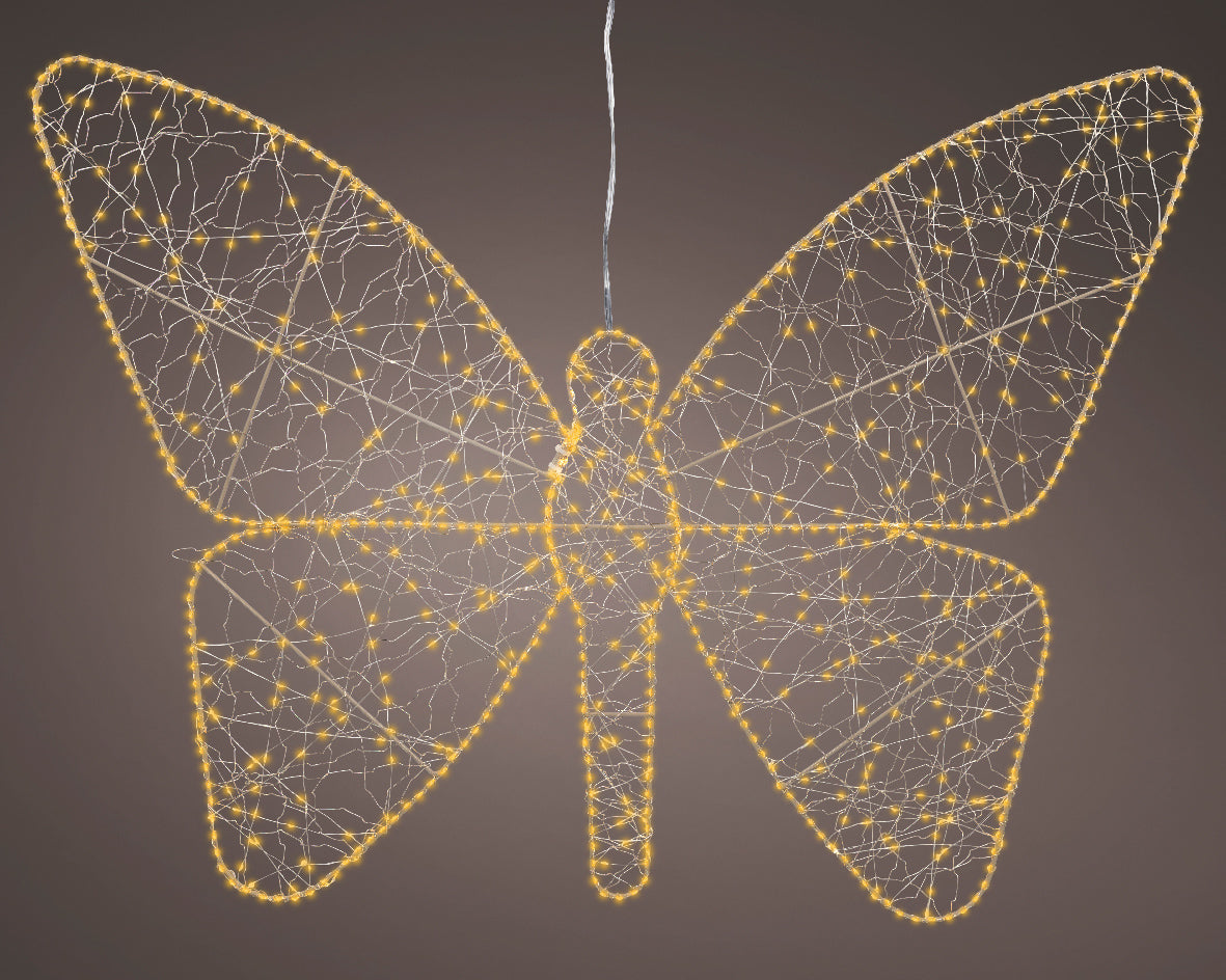 Motyl LED klasyczny ciepły XXL – 98 cm złoty na zewnątrz