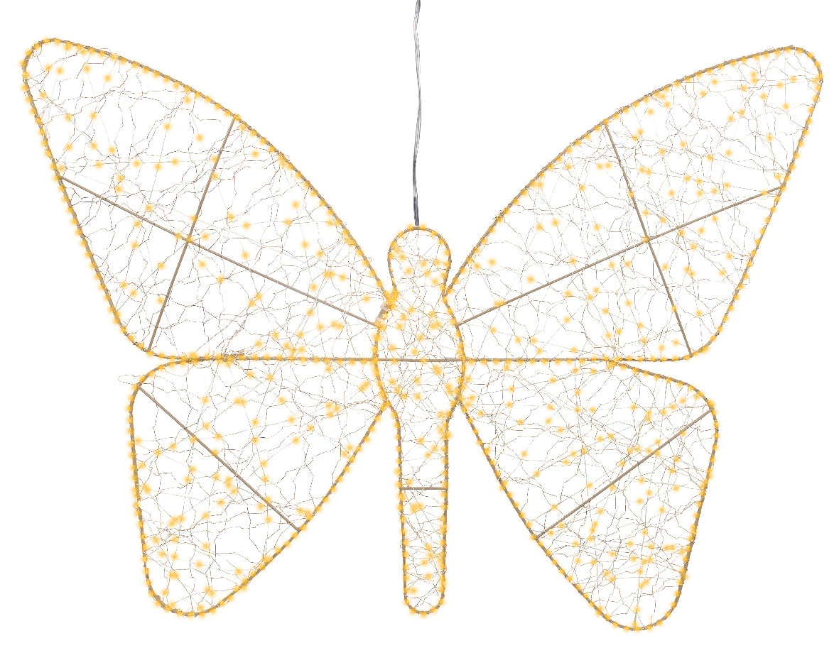 Motyl LED klasyczny ciepły XXL – 98 cm złoty na zewnątrz