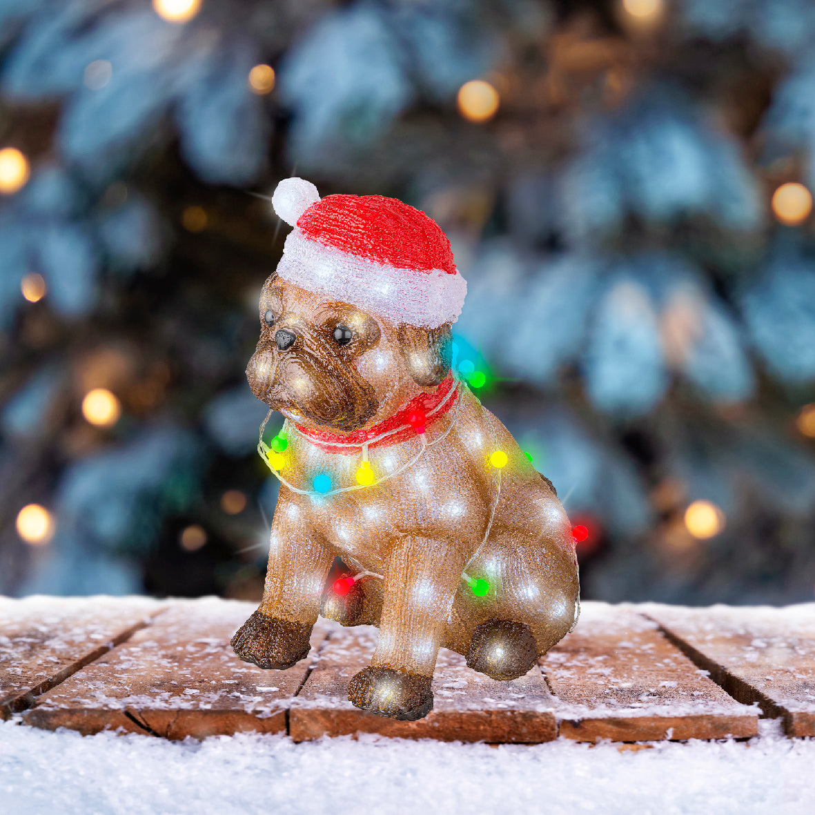 Świąteczny Buldog LED – 42 cm