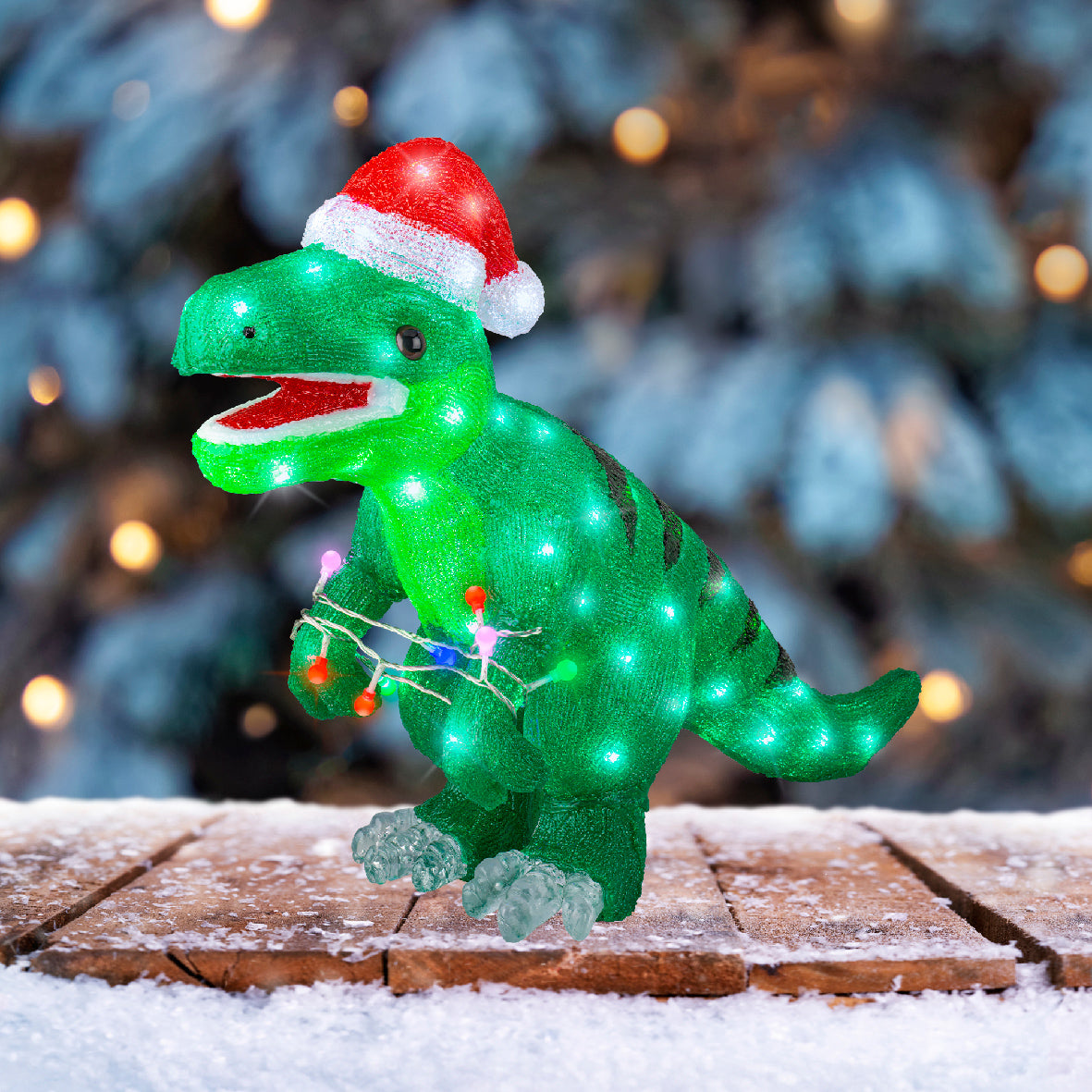 Dinozaur świąteczny LED 61 × 25 × 47 cm