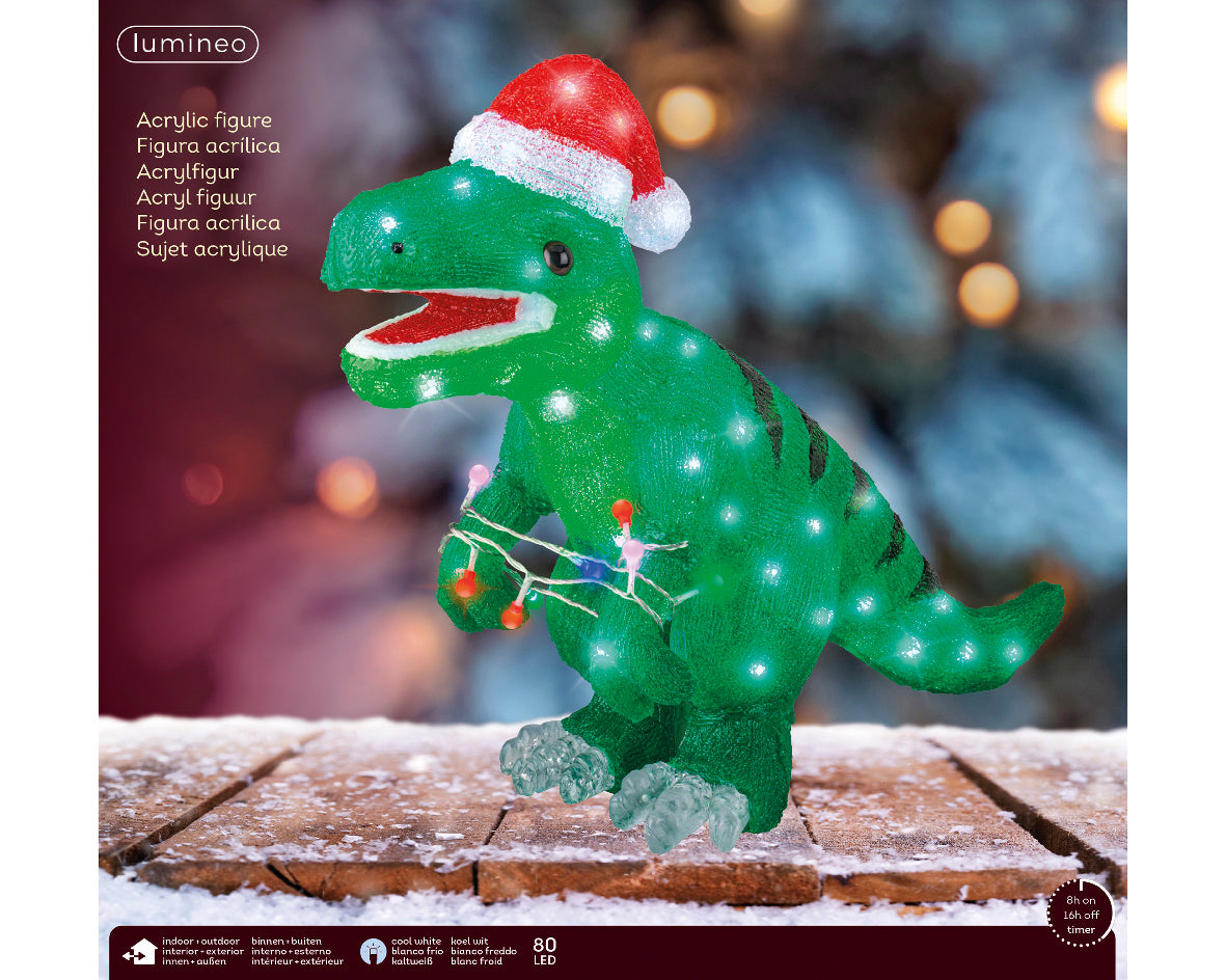 Dinozaur świąteczny LED 61 × 25 × 47 cm
