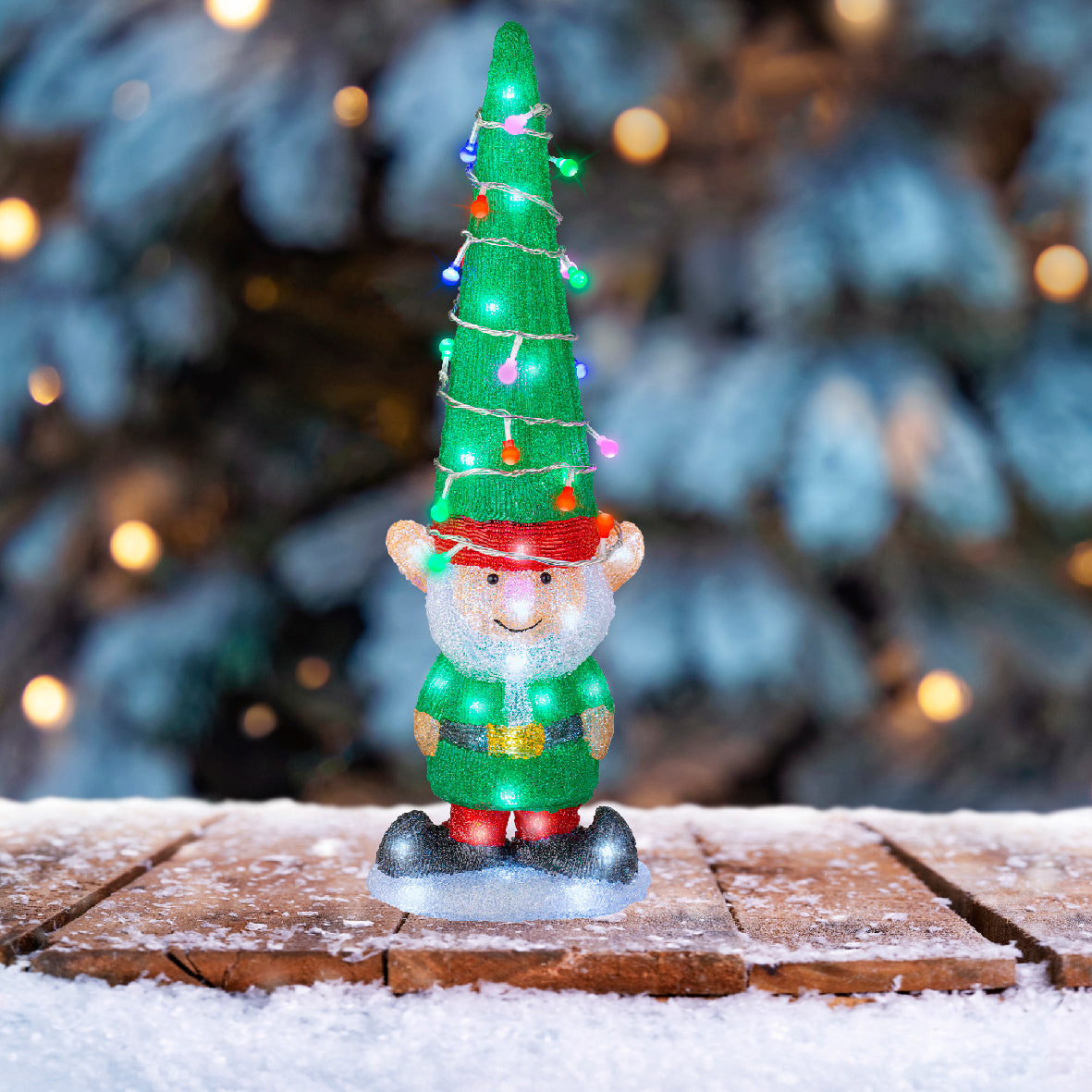 Świąteczny elf LED z czapką– 60 cm