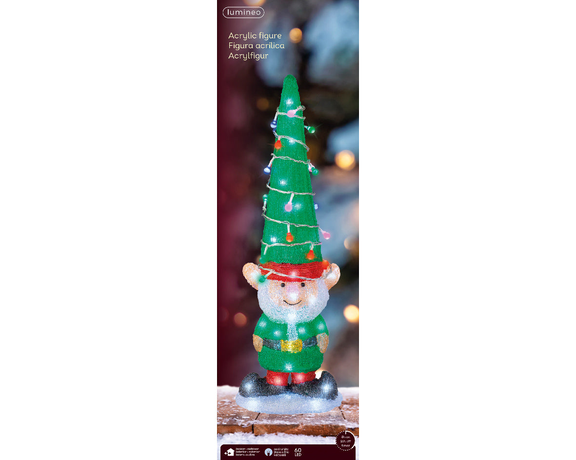 Świąteczny elf LED z czapką– 60 cm
