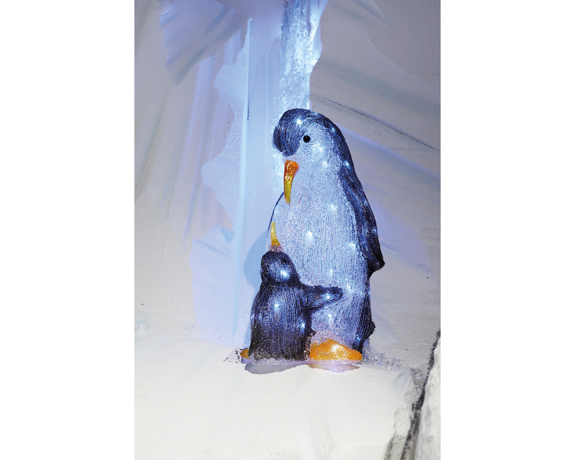 Pingwin LED mama z maluchem – 47 cm