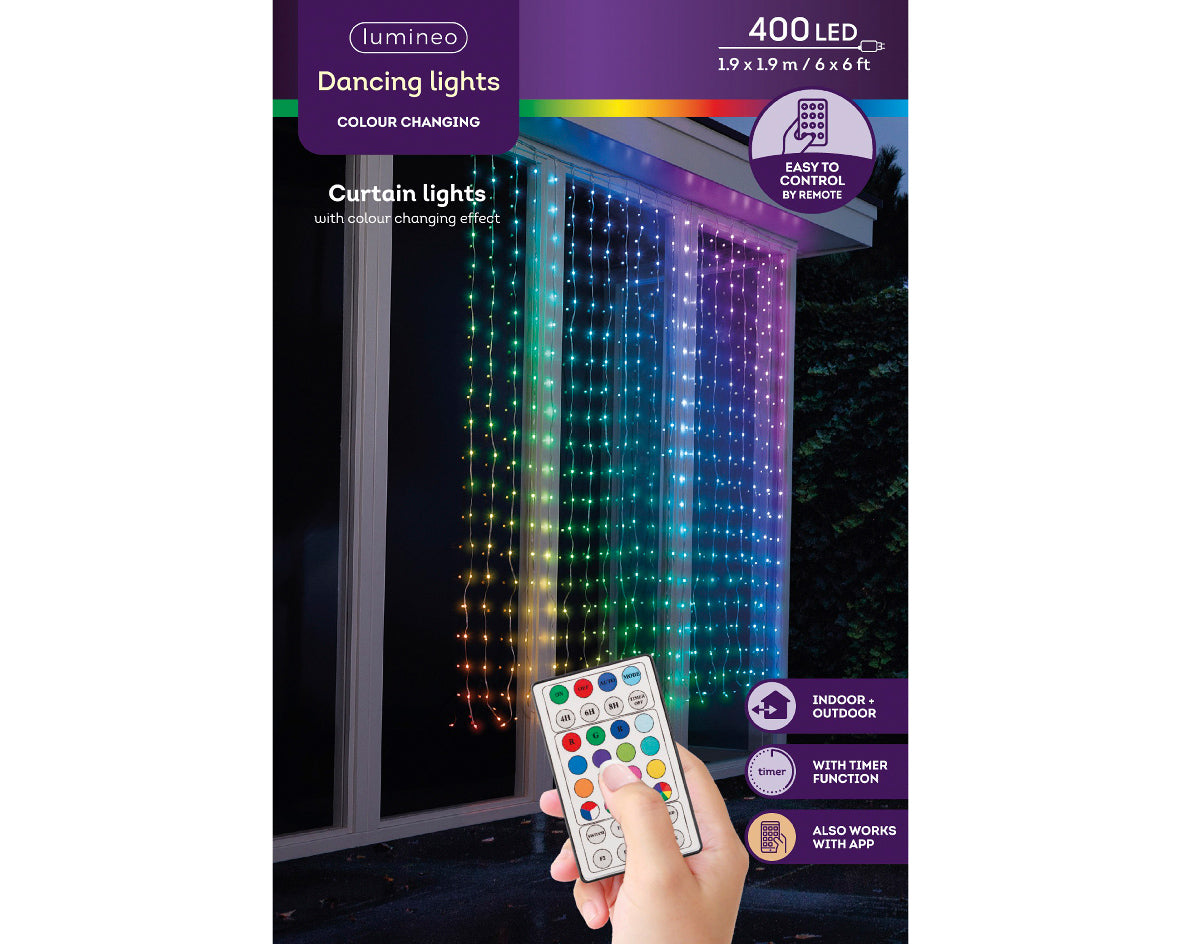 Kurtyna świetlna LED 400L – 190×190 cm RGB