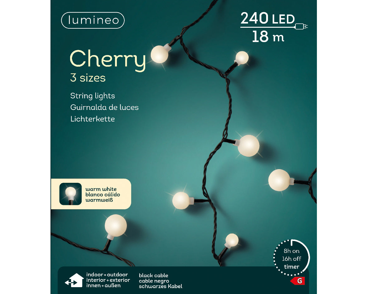 Lampki LED ''Wiśnie'' 240L – 18 m – Ciepły biały