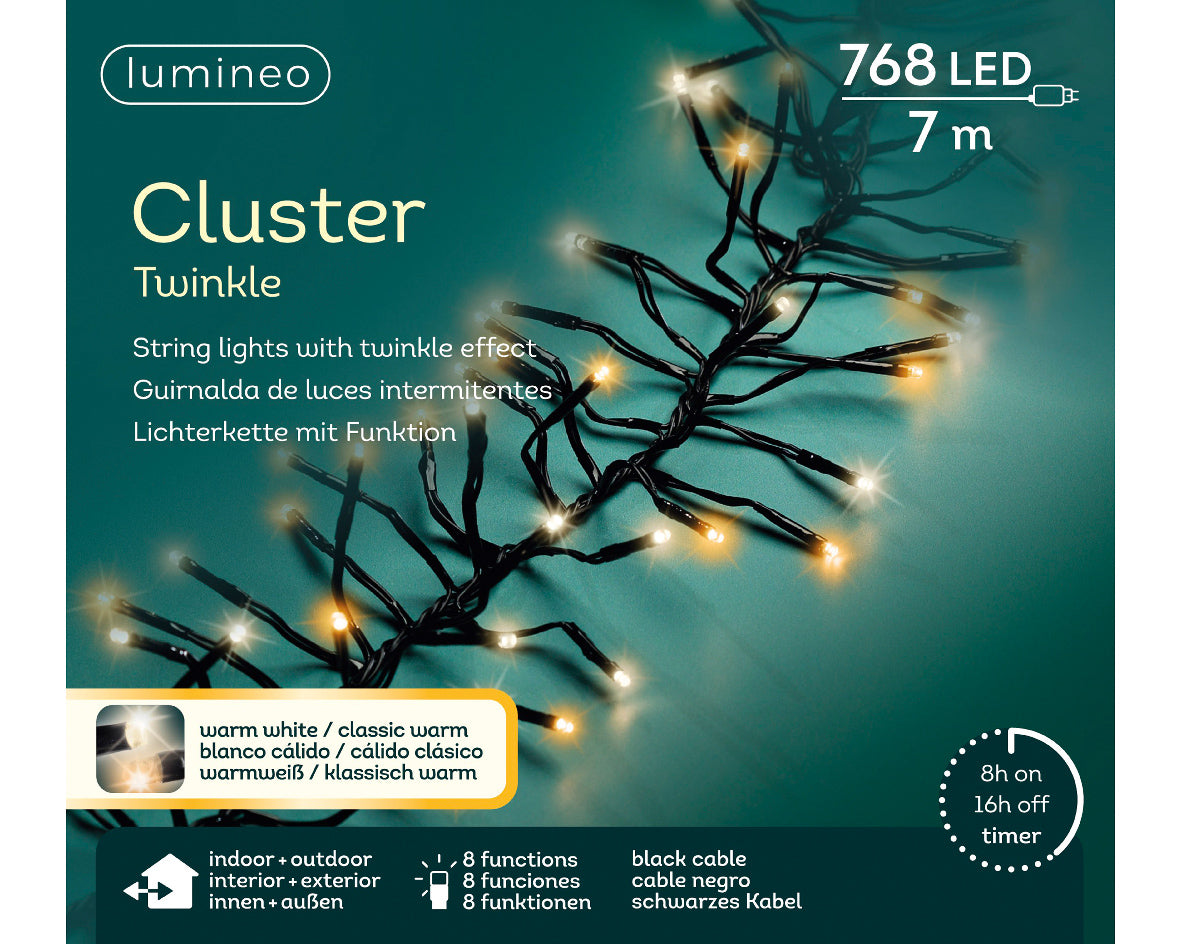 Super gęste klasyczne Lampki LED 7m mix klasyczny ciepły / klasyczna biel 8 trybów