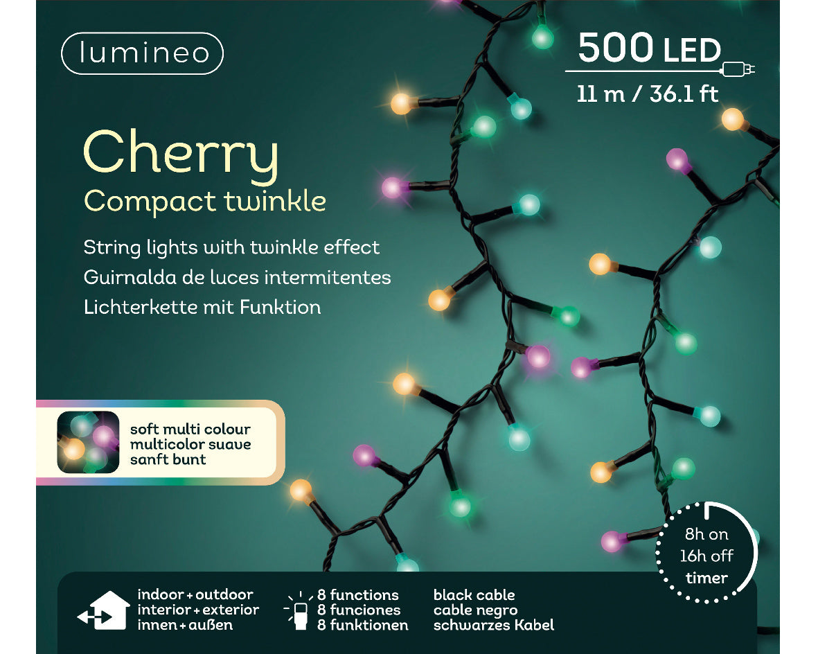 Lampki LED ''Wiśnie'' z efektem migotania 500L - 11m kolorowe