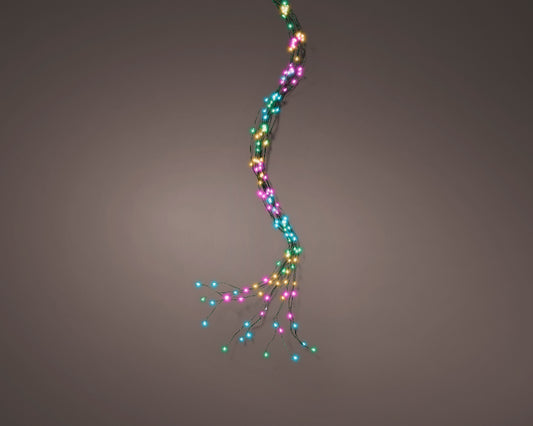 Kolorowe lampki micro LED 2,4m stałe na zielonym druciku