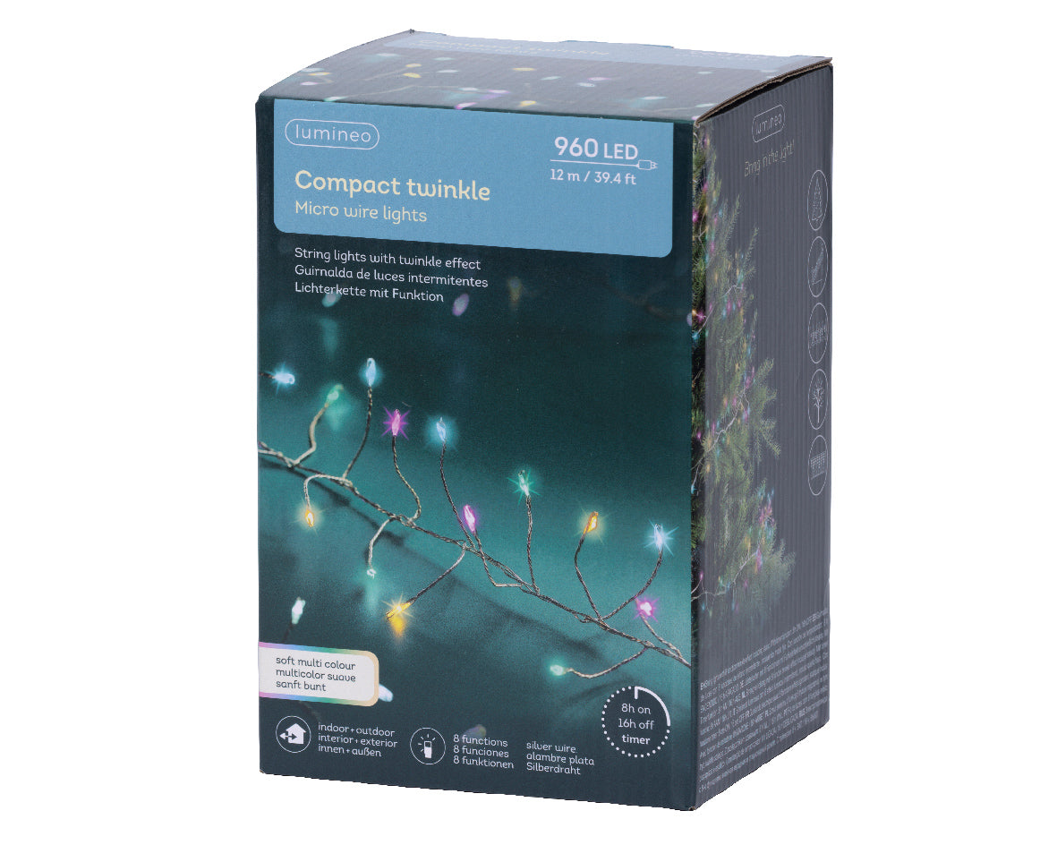 Jeżyki (Sople) świetlne druciku LED 12 metrów, multikolor 8 funkcji