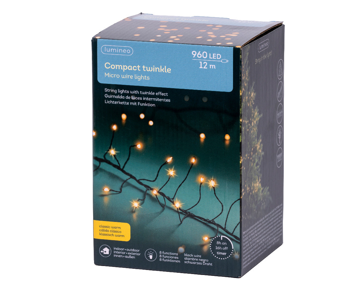 Klasyczne lampki LED 960L – 12 m (klasyczny ciepły kolor) 8 funkcji