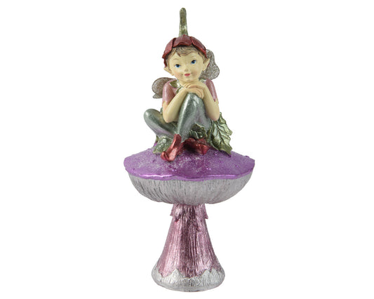 Wróżka dekoracyjna na grzybku – 20 cm, ręcznie wykonana