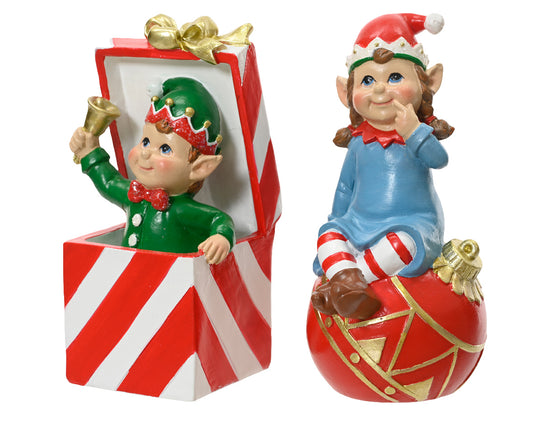 Elf świąteczny w formie prezentu 14,5 cm (chłopiec lub dziewczynka)