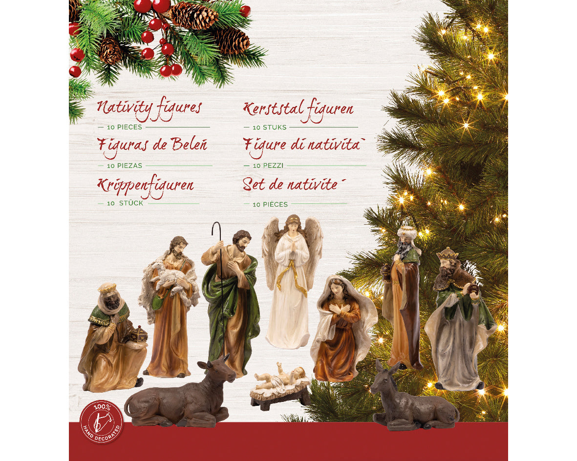 Szopka bożonarodzeniowa z żywicy 10 elementów zestaw