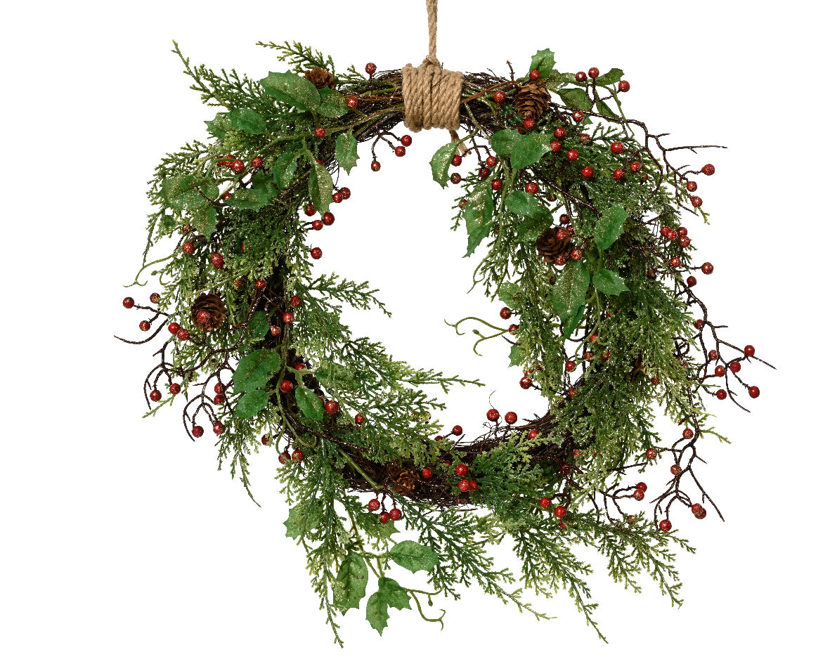 Wieniec świąteczny Jagodowo-brokatowy – 40 cm