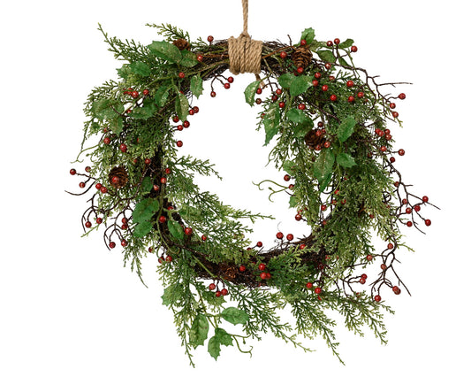 Wieniec świąteczny Jagodowo-brokatowy – 40 cm