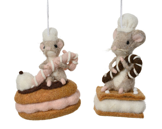 Zawieszka wełniana Myszka z jedzeniem