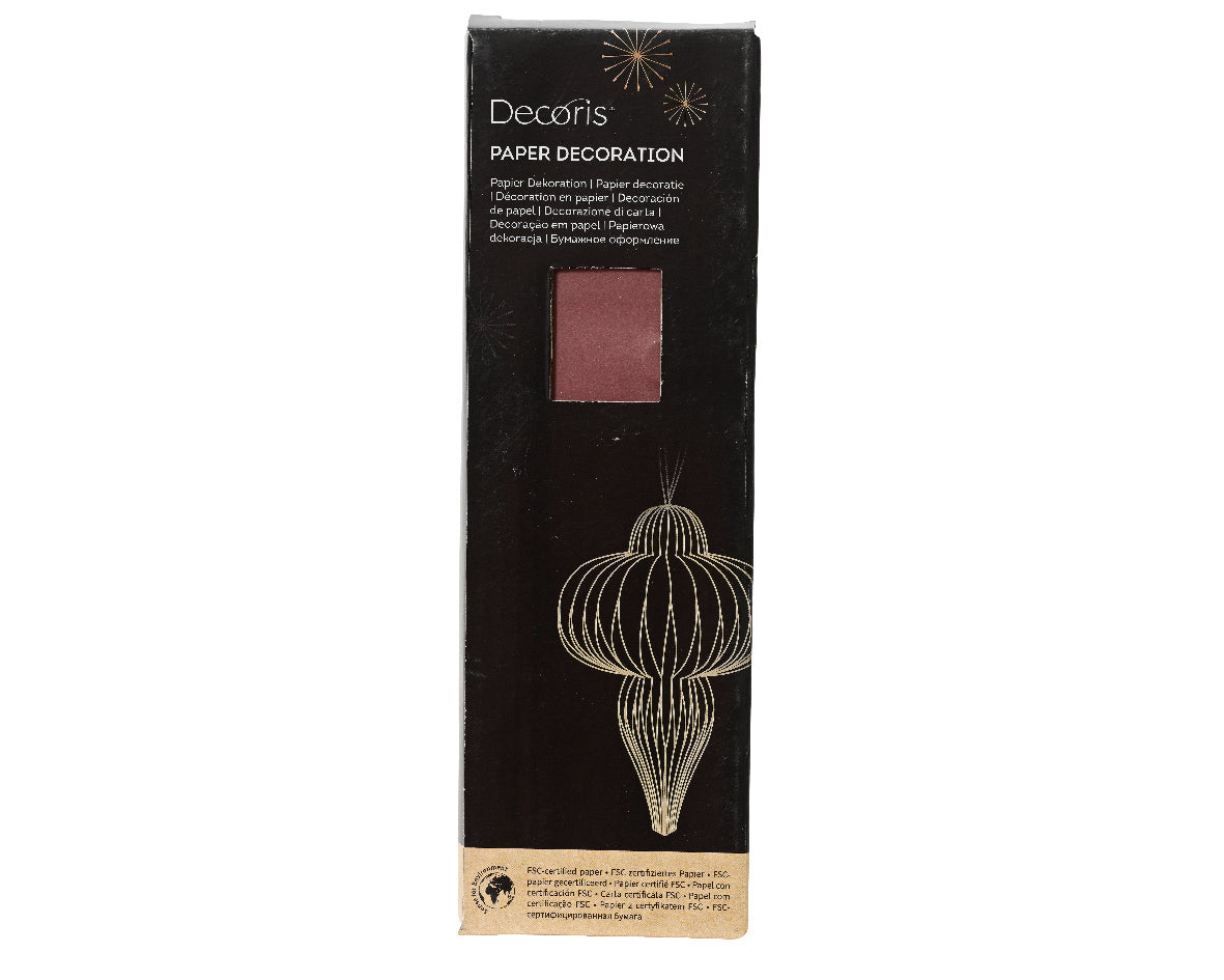Papierowa ozdoba "Cebulka" wisząca 20 cm bordowa