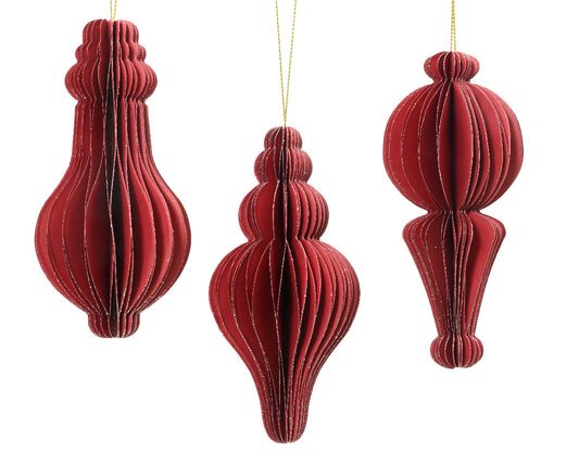 Papierowa zawieszka świąteczne 12 cm czerwona – 3 wzory