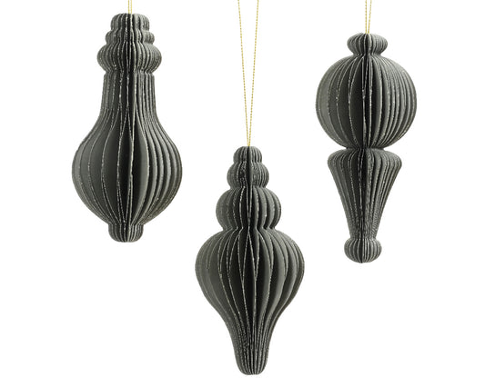 Papierowa zawieszka świąteczne 12 cm szara – 3 wzory